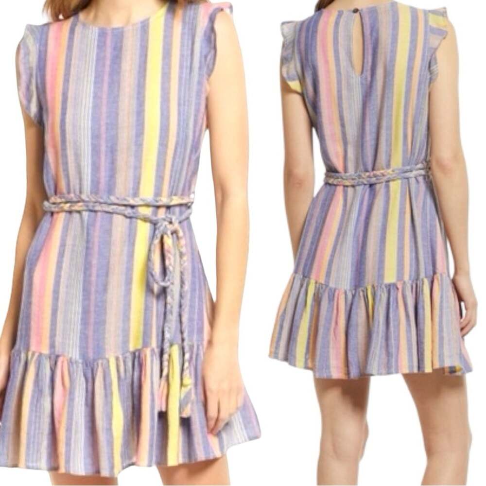 NWT Marine Layer Laney Mini Dress in Blue Variegated Stripe Retail $125 Size XS